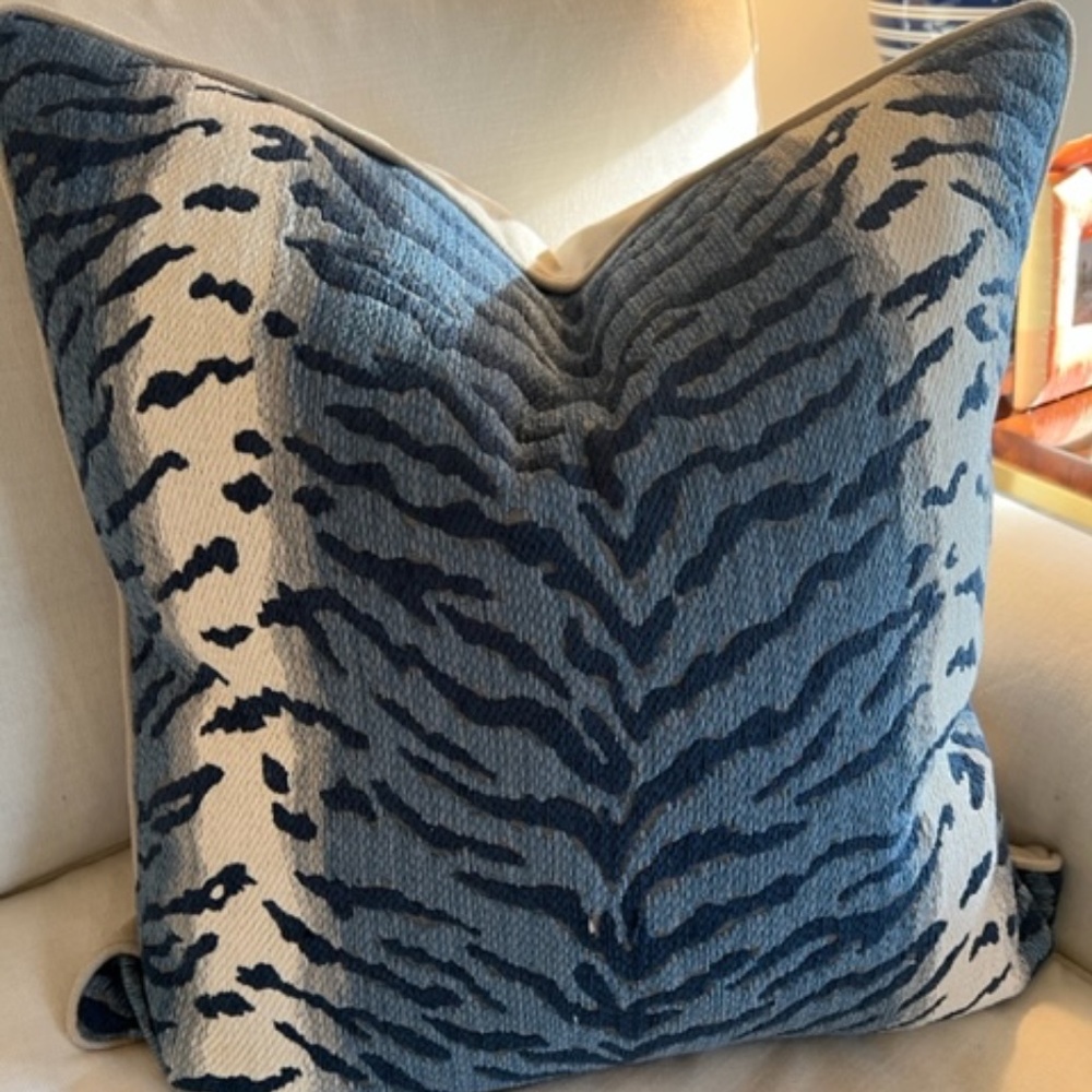 Brand New! Blue Tiger Print Upholstery 23x23 Pillow Covers